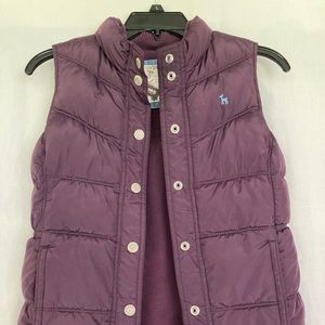 Old Navy Puffer Vest Jacket Girls XL Purple Fleece Lining.